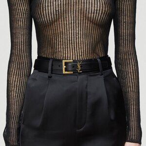 YSL Logo Belt in Black